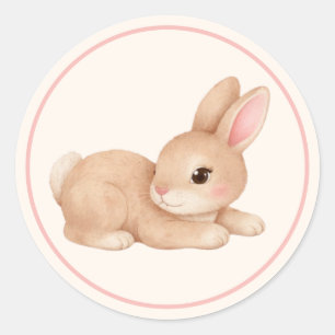 Süßes Baby-Bunny-Kaninchen Rosa Wangen Runder Aufkleber