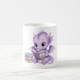 Süßes Baby-Drachen-Buchliebhaber-Wasserfarben-Nurs Kaffeetasse