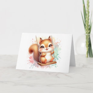 Süßes Baby-Eichhörnchen Fantasievolles Wald-Wasser Karte