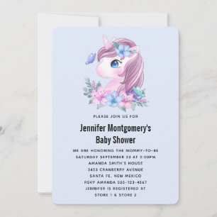 Süßes Baby-Einhorn Aquarell-Baby-Party Einladung