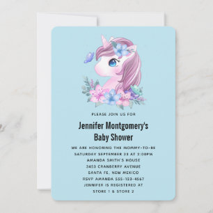 Süßes Baby Einhorn Aquarell Baby Shower Einladung