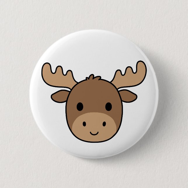 Süßes Baby-Elch-Gesicht Button (Vorderseite)