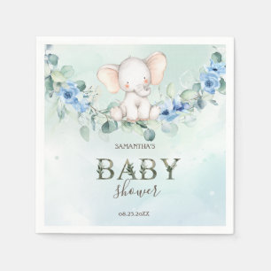 Süßes Baby-Elefant Blau Rosen Serviette