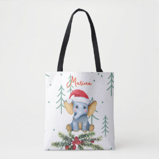 Süßes Baby-Elefant in roter Santa-Mütze Tasche