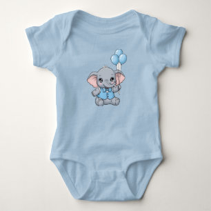 Süßes Baby-Elefant mit blauen Ballons Baby Shower Strampler