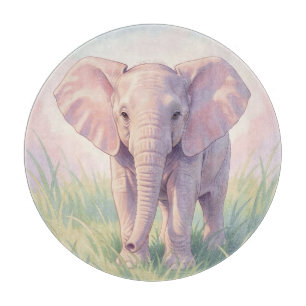 Süßes Baby-Elefant Pastell-Wiese Schneidebrett