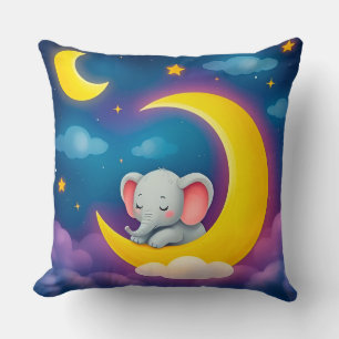 Süßes Baby-Elefant schläft auf einem Mond Kissen
