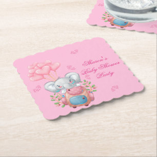 Süßes Baby-Elefant und Ballon Babyparty Untersetzer