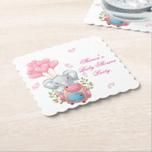 Süßes Baby-Elefant und Ballon   Babyparty  Untersetzer