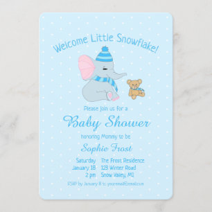 Süßes Baby-Elefant und Teddybär-Baby-Party Einladung