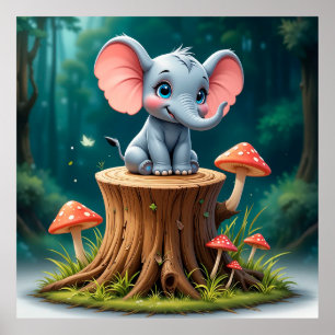🐘 Süßes Baby-Elefanten-Geschenk für Kinderzimmer Poster