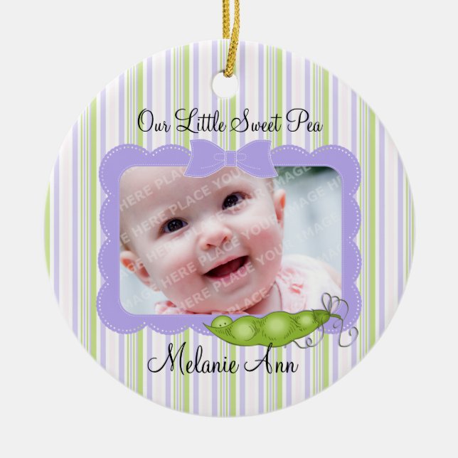 Süßes Baby-Erbsen-Foto Keramikornament (Vorne)