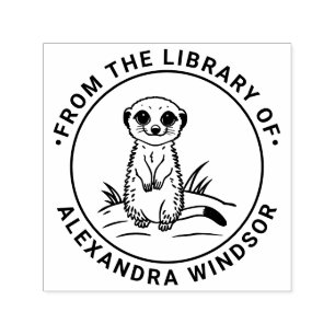 Süßes Baby-Erdmännchen Stehende Bibliotheksbuch Na Permastempel
