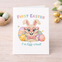 Süßes Baby erstes Ostern Ei-aufgeregtes Kaninchen