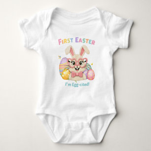 Süßes Baby erstes Ostern Ei-aufgeregtes Kaninchen Strampler