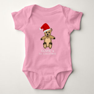 Süßes Baby Erstes Weihnachts-Teddybär-Santa-Hut B Strampler