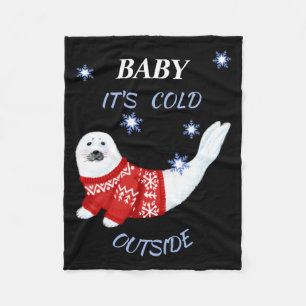 Süßes Baby Es ist kalt draußen Winterrobbe T-Shirt Fleecedecke