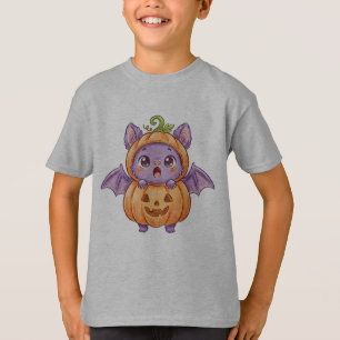 Süßes Baby-Fledermaus in Kürbiskostüm Halloween T-Shirt