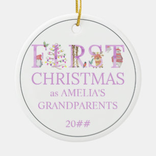 Süßes Baby-Foto zum ersten Weihnachten als Großelt Keramik Ornament