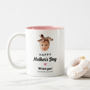 Süßes Baby-Gesichtsfoto Rosa Muttertag Zweifarbige Tasse