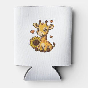 Süßes Baby-Giraffen-Sonnenblumen-Vintage-Stich-T-S Dosenkühler