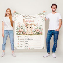 Süßes Baby Hasen Design mit Geburtsdaten Feldern