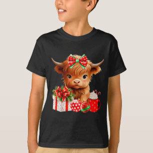 Süßes Baby Highland-Kuh Frohe Weihnachten Farmer-K T-Shirt