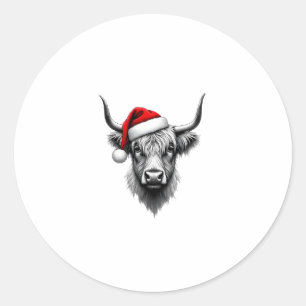 Süßes Baby Highland-Kuh Weihnachten Santa-Geschenk Runder Aufkleber