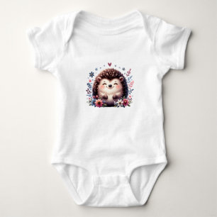 Süßes Baby-Igel mit Blumen Baby Strampler