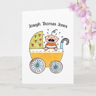 Süßes Baby im Kinderwagen, Gratulationskarte zur G Karte
