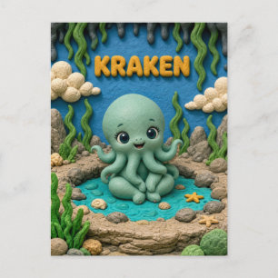 Süßes Baby Kraken, Mythisch Postkarte