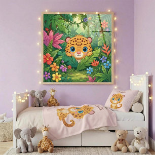 Süßes Baby-Leopard-Safari-Tier für Kinder Poster