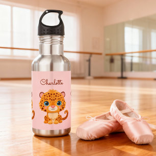 Süßes Baby-Leopard-Safari-Tier Kinder Edelstahlflasche
