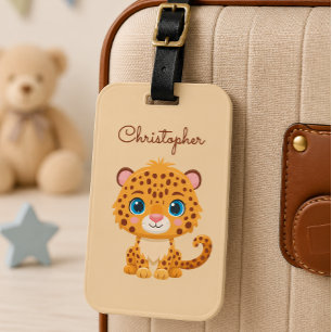 Süßes Baby-Leopard-Safari-Tier Kinder Gepäckanhänger