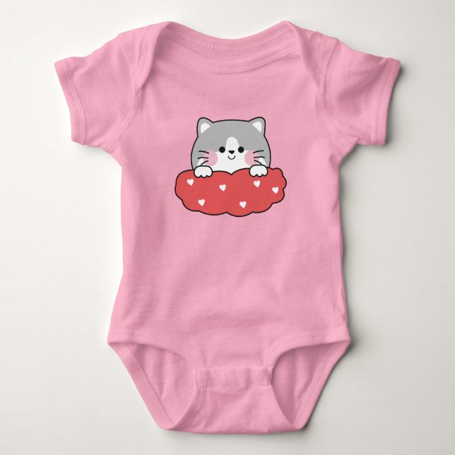 Süßes Baby-Mädchen-Body mit Kätzchen-Design – Entz Baby Strampler (Vorderseite)