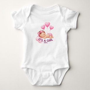 Süßes Baby Mädchen - Es ist ein Mädchen Rosa Herz Strampler