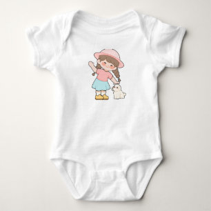 Süßes Baby Mädchen mit Häschen-Body Einteiler