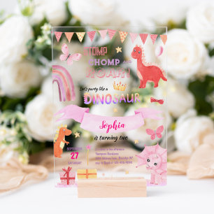 Süßes Baby Mädchen Rosa Dino Dinosaurier Kinder Ge Acryleinladungen