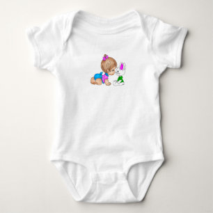 Süßes Baby Mädchen und Kaninchen Baby Bodysuit Strampler
