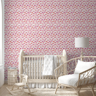 Süßes Baby-Mädchen-Zimmer Coquette Rosa Schleife Tapete