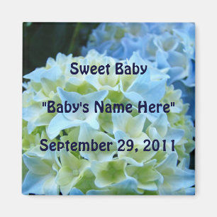Süßes Baby Magnet Babyname Geburtsdatum Hortensie