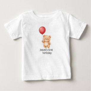 Süßes Baby mit rotem Luftballon und Partyhut T-shirt