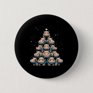 Süßes Baby Nilpferd Weihnachtsbaum Flusspferd Weih Button