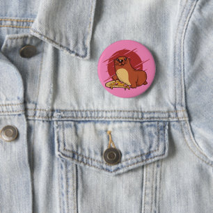 Süßes Baby-Otter isst leckeres Pizza-Design Button