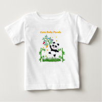 Süßes Baby-Panda-mit-Bambus-Illustration T-Shirt |