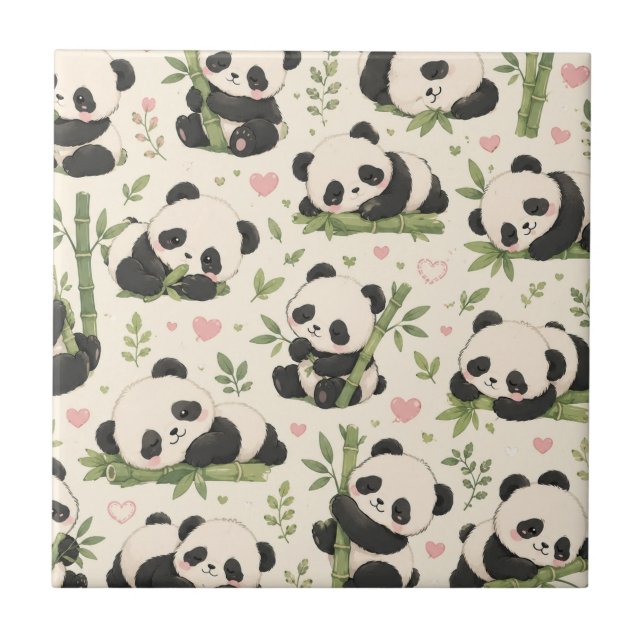 Süßes Baby-Panda-Muster | Fliese (Vorderseite)
