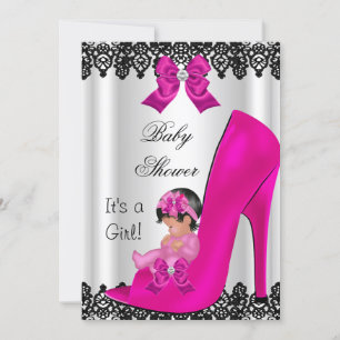 Süßes Baby-Party-Mädchen Heiß Rosa Schuh Schwarze  Einladung