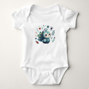 Süßes Baby-Pfau mit Blumen Baby Strampler