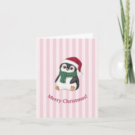 Süßes Baby-Pinguin mit Weihnachtsmannmütze Weihnac Feiertagskarte