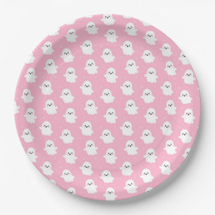 Süßes Baby Rosa Gespenst Muster – Halloween Design Pappteller